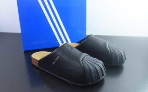 阿迪达斯 Adidas originals Adimule SUPERSTAR 舒适百搭包头拖鞋 男女同款 货号：贝壳头穆勒半拖 黑色 LC0415 纯原版本 主图