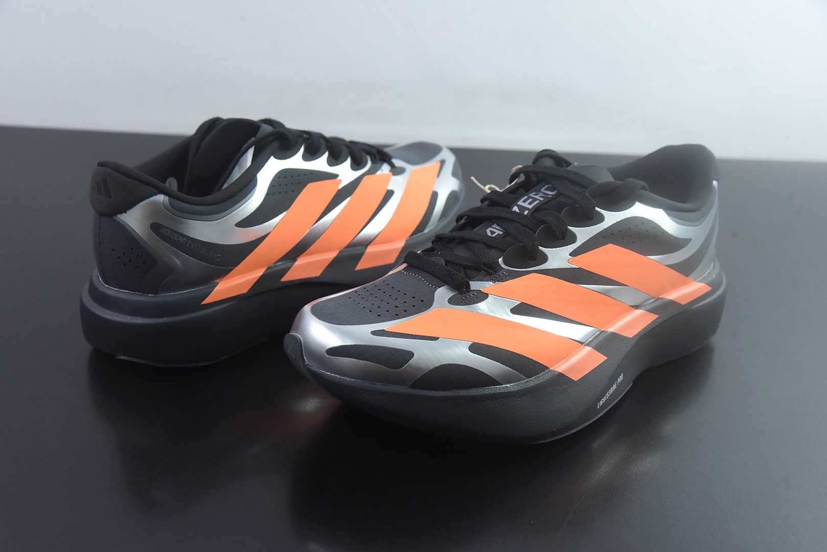 阿迪达斯 adidas Adizero Evo SL EXO贴合轻盈 织物回弹跑步鞋 男款货号：黑橙KI4766纯原版本 实拍细节图