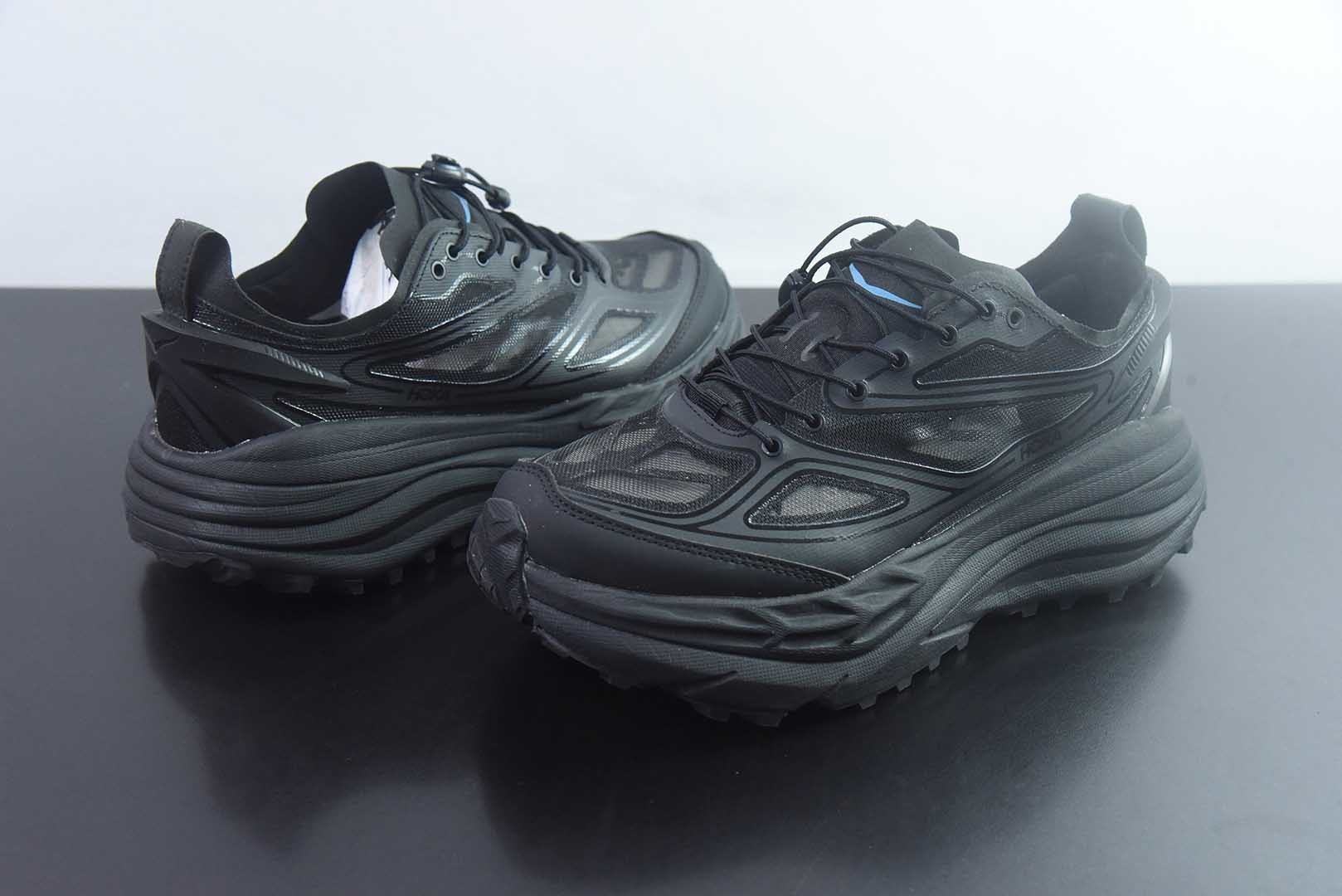 HOKA ONE ONE Stinson One7 斯丁森7代 舒适贴合 越野跑鞋 男女同款 黑色 货号:1178630-BBNB 纯原版本 实拍细节图