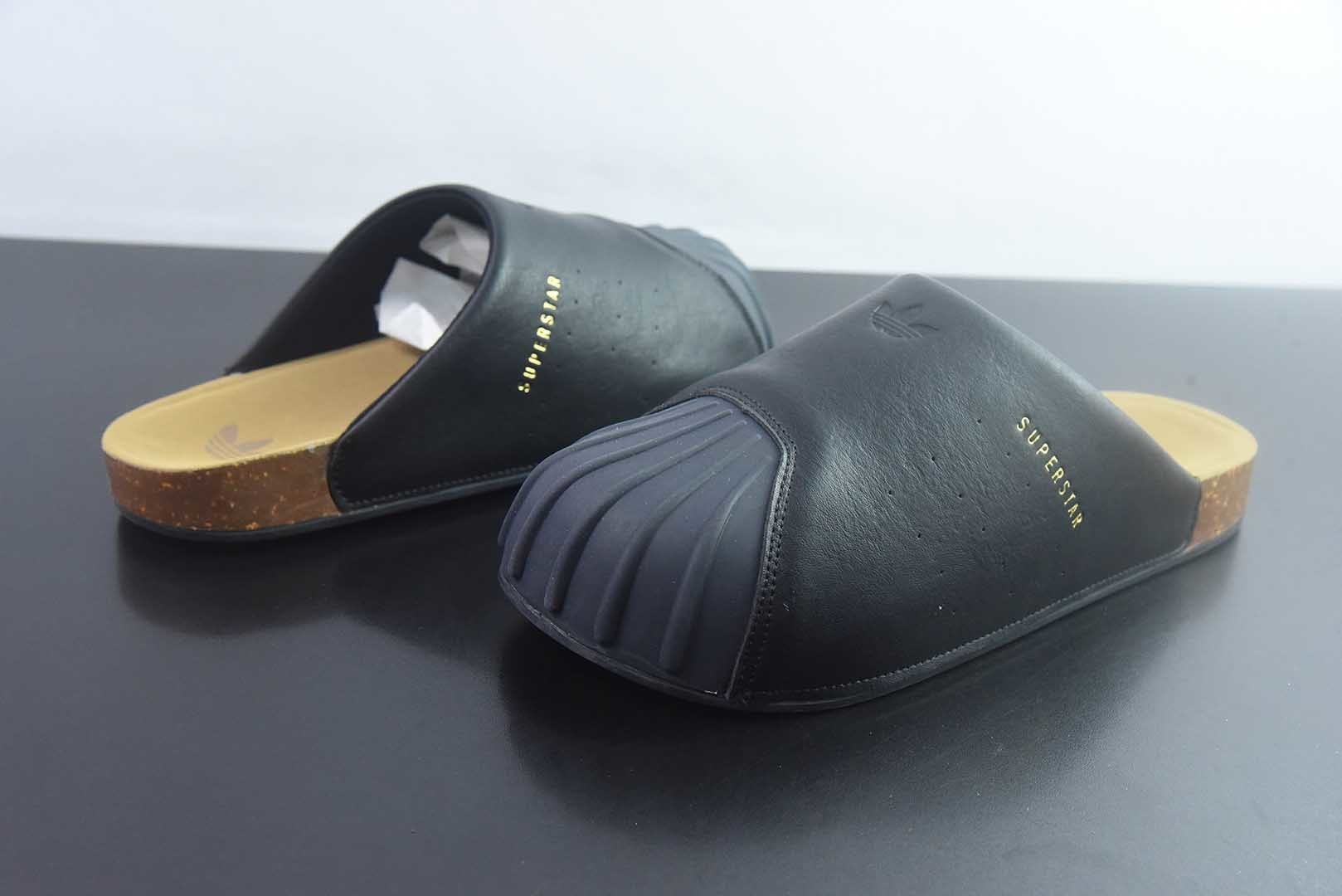 阿迪达斯 Adidas originals Adimule SUPERSTAR 舒适百搭包头拖鞋 男女同款 货号：贝壳头穆勒半拖 黑色 LC0415 纯原版本 实拍细节图