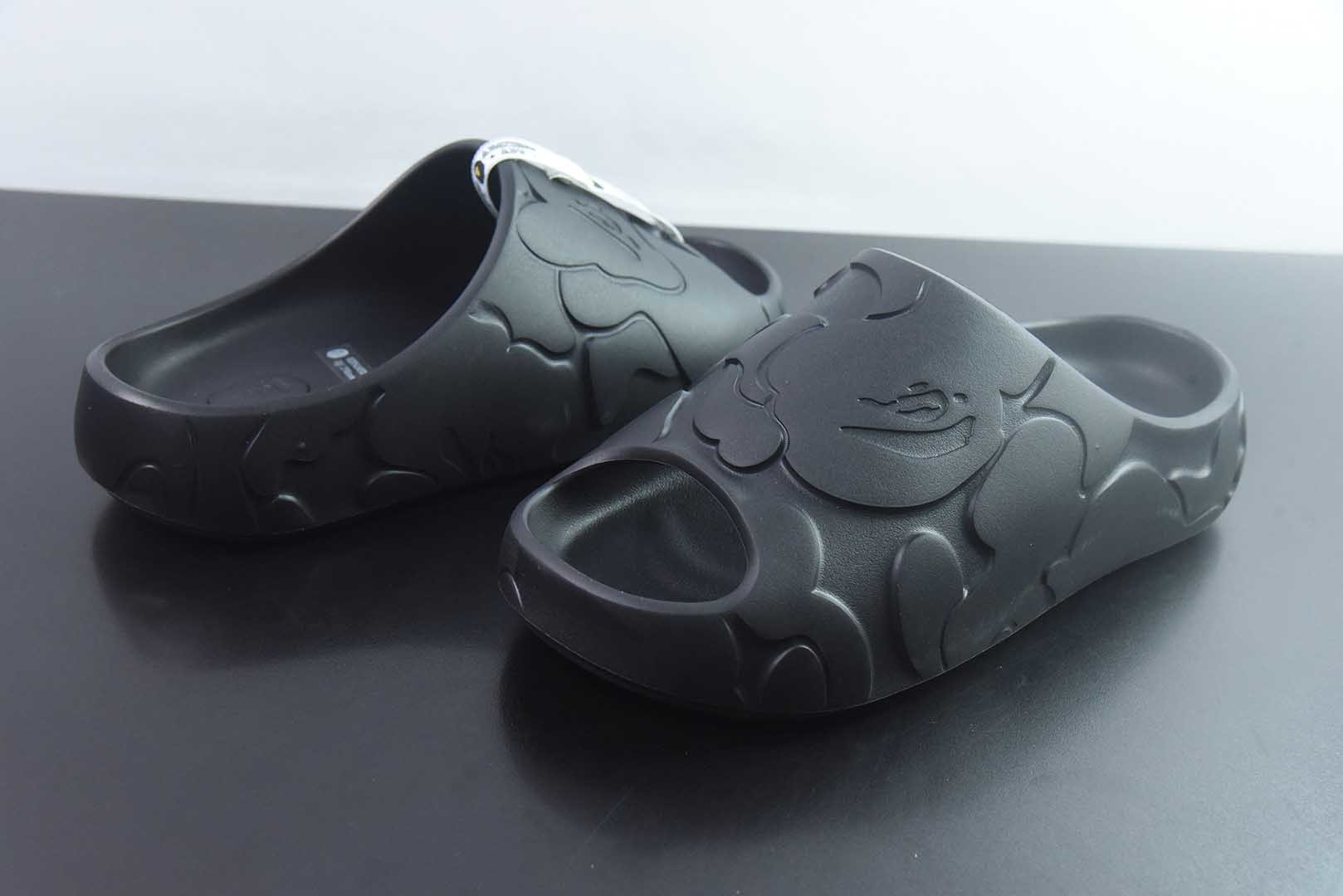猿人头 BAPE 黑色EVA一字拖鞋 纯原版本 货号:YSQ79294220 实拍细节图