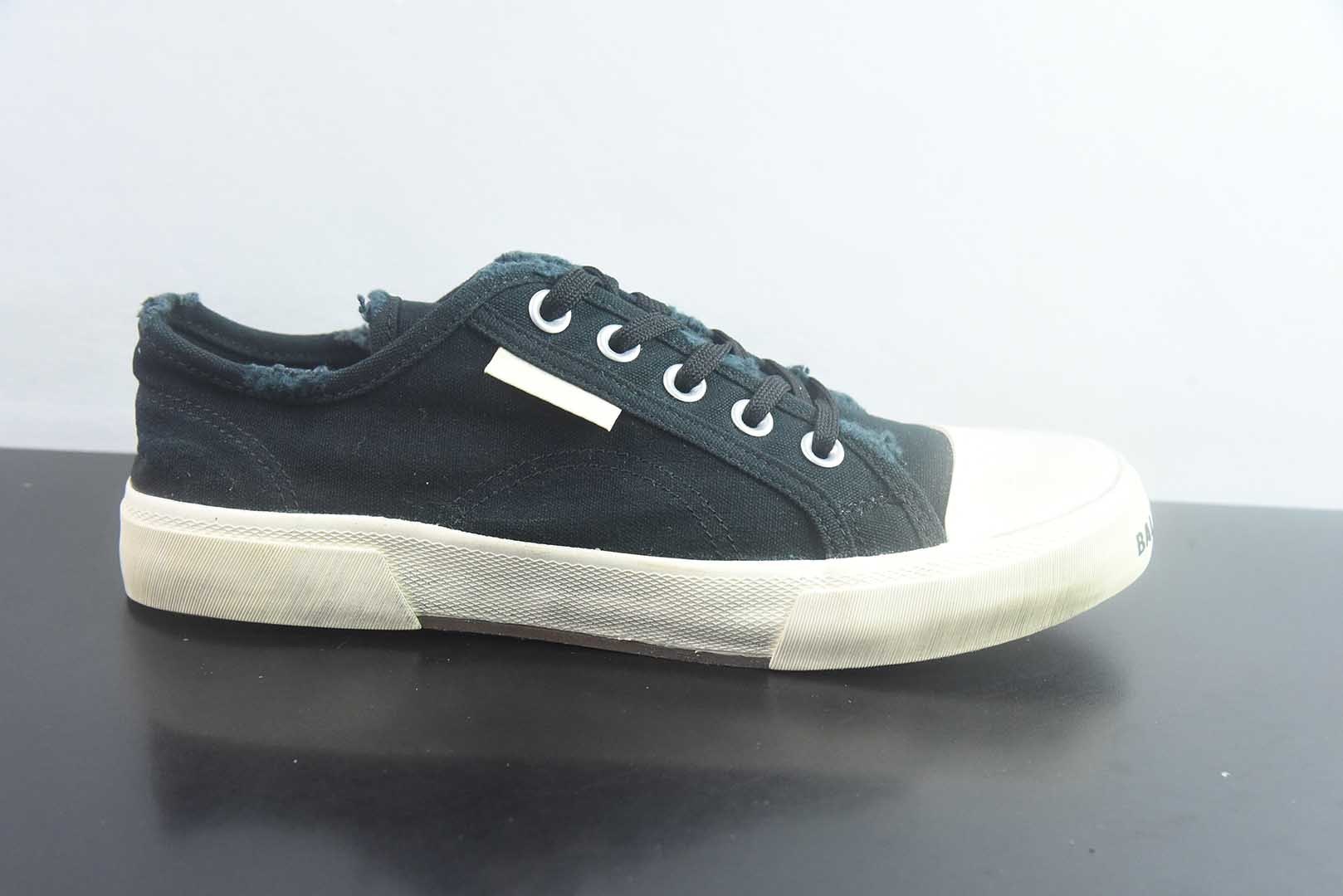 巴黎世家 Balenciaga OK版 新品PARIS磨损做旧效果休闲踩跟帆布鞋 蓝色 纯原版本 货号:688754W3RR51099 实拍细节图