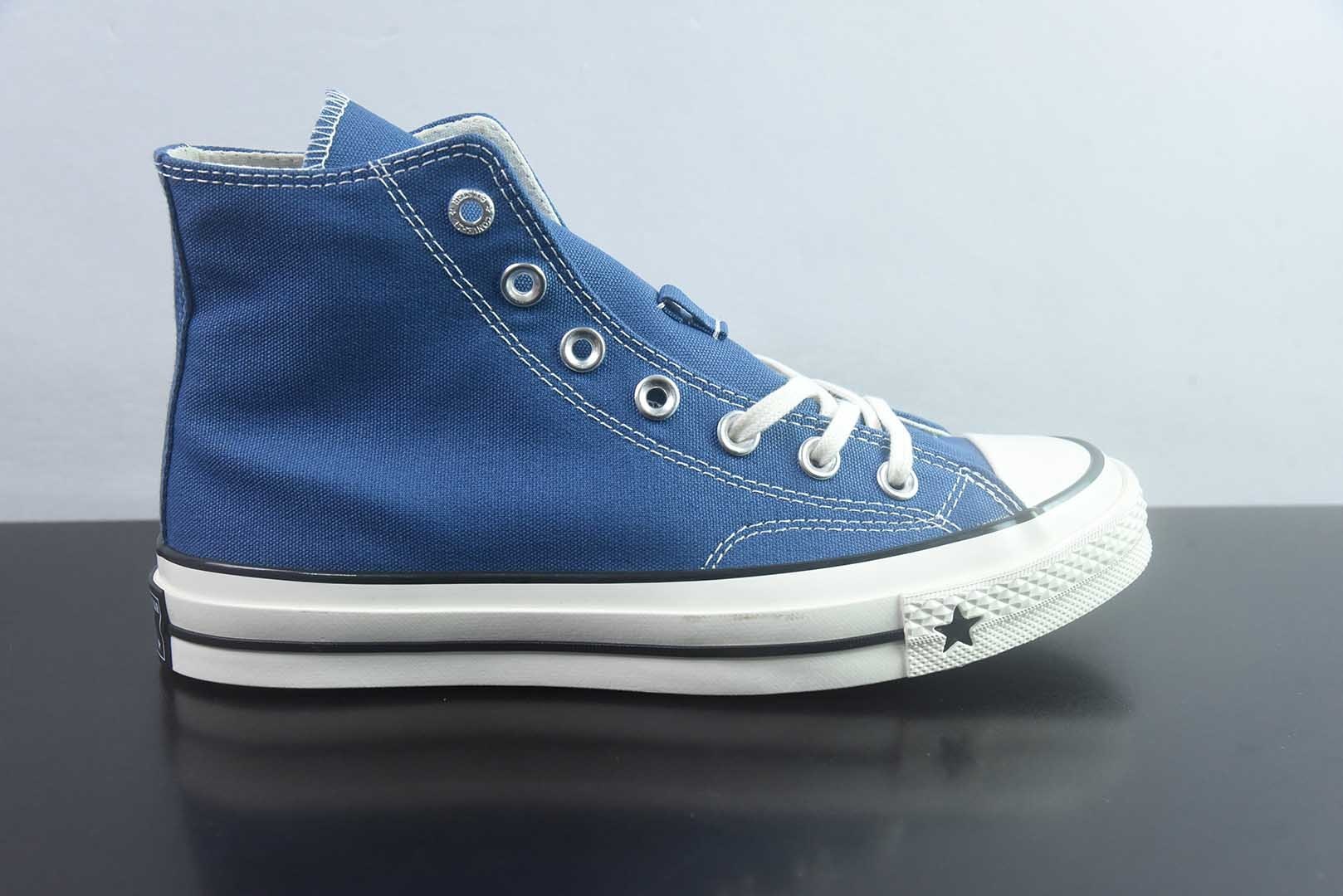 匡威 Converse 2026 全新发布! CHUCK 70X 星星标帆布鞋 高帮 蓝色 纯原版本 货号:A24231C 实拍细节图
