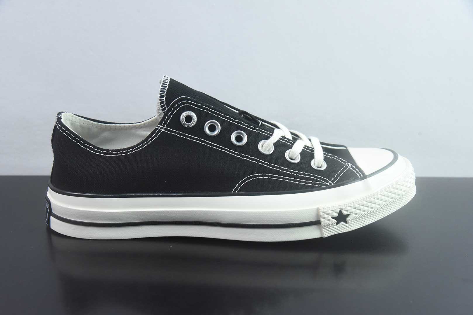 匡威 Converse 2026 全新发布! CHUCK 70X 星星标帆布鞋 低帮 黑色 纯原版本 货号:A24228C 实拍细节图