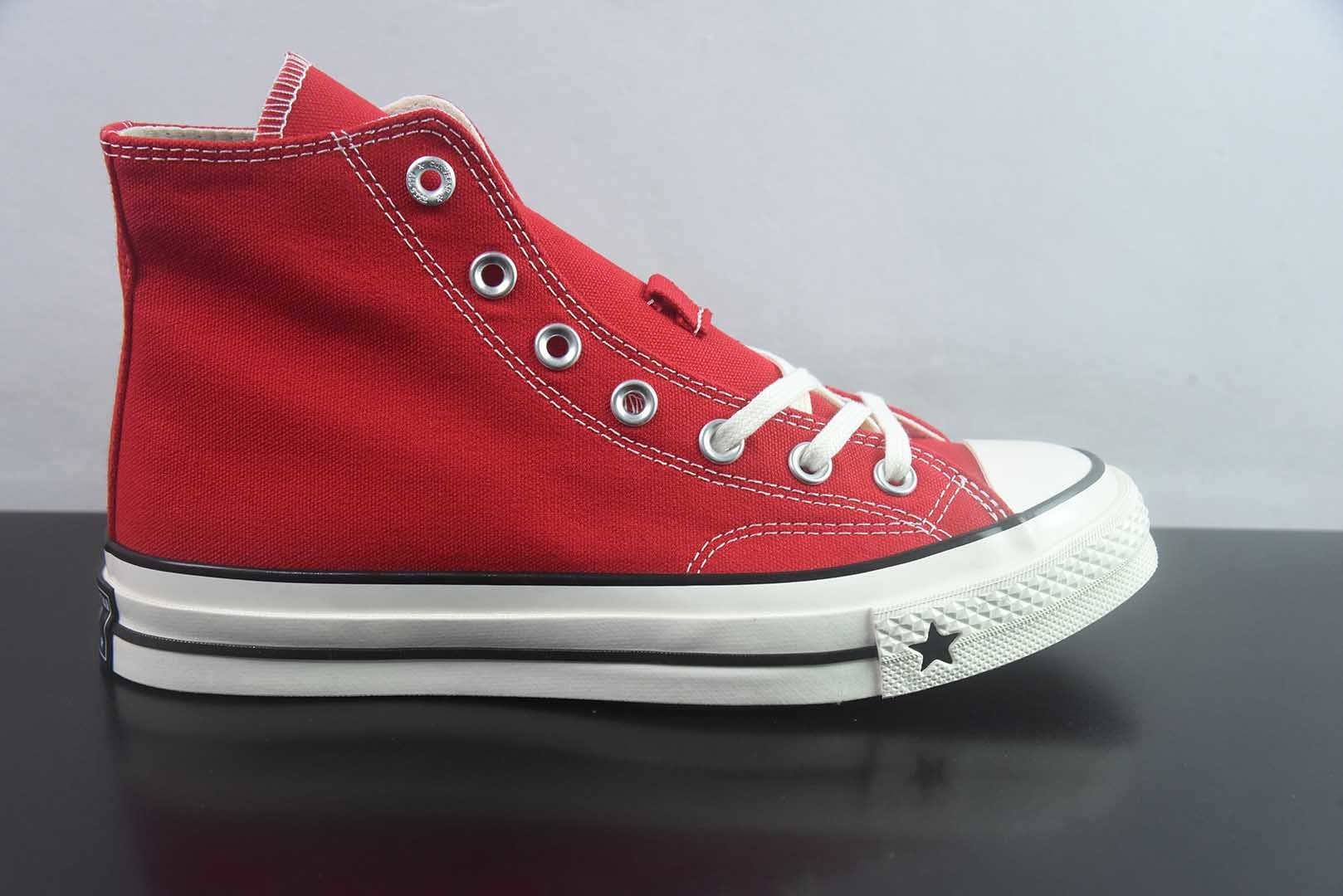 匡威 Converse 2026 全新发布! CHUCK 70X 星星标帆布鞋 大 高帮 红色 纯原版本 货号:A24232C 实拍细节图