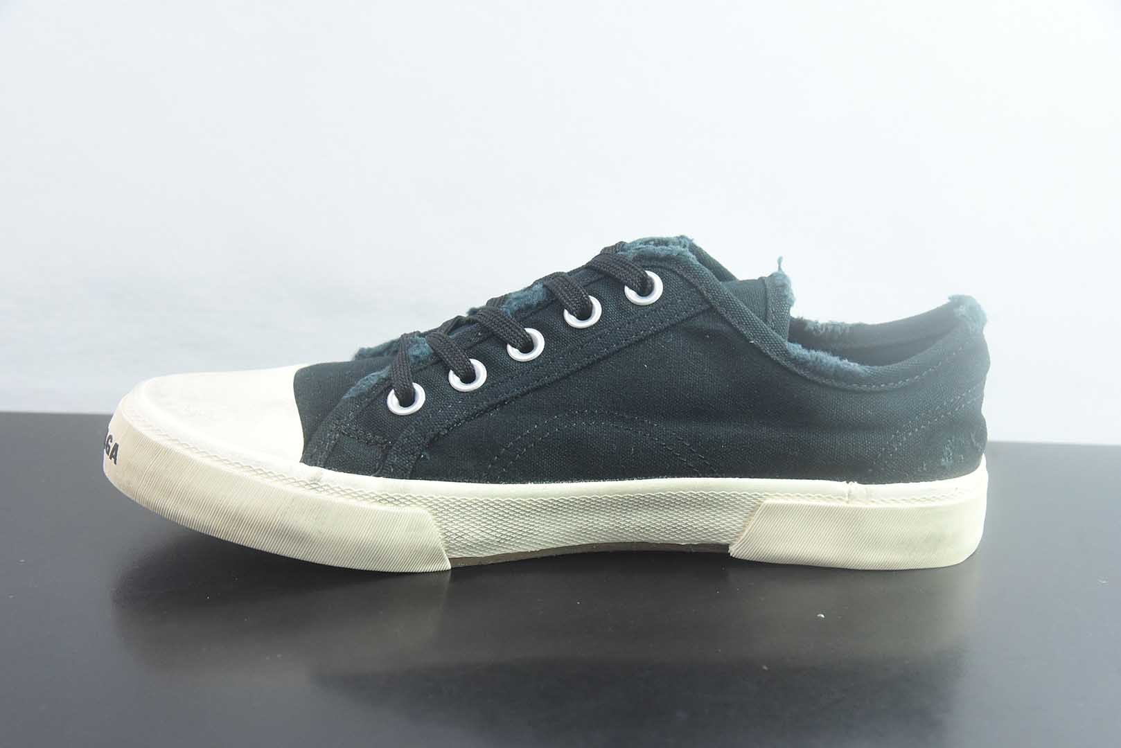 巴黎世家 Balenciaga OK版 新品PARIS磨损做旧效果休闲踩跟帆布鞋 蓝色 纯原版本 货号:688754W3RR51099 实拍细节图