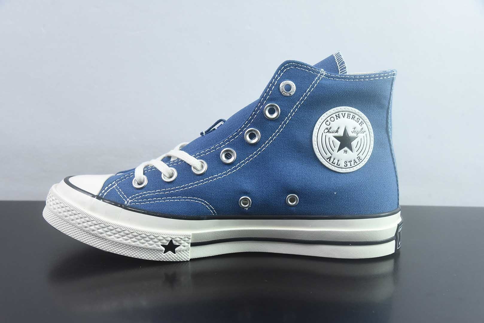 匡威 Converse 2026 全新发布! CHUCK 70X 星星标帆布鞋 高帮 蓝色 纯原版本 货号:A24231C 实拍细节图
