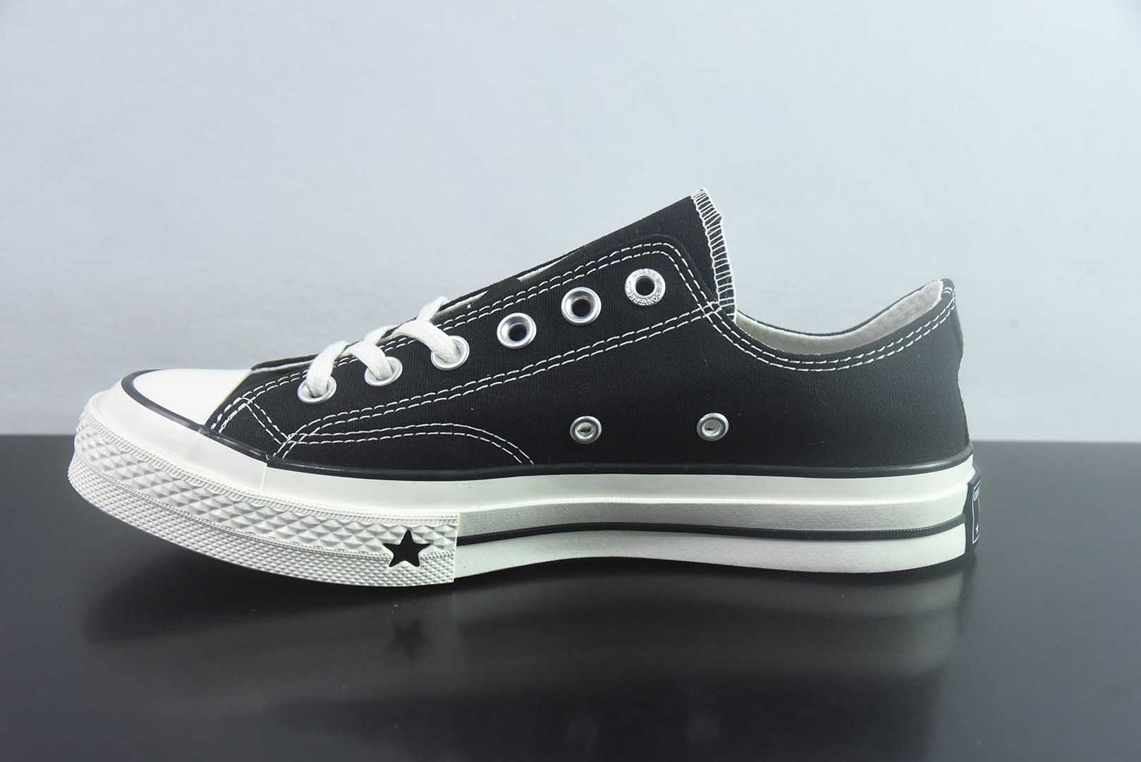 匡威 Converse 2026 全新发布! CHUCK 70X 星星标帆布鞋 低帮 黑色 纯原版本 货号:A24228C 实拍细节图