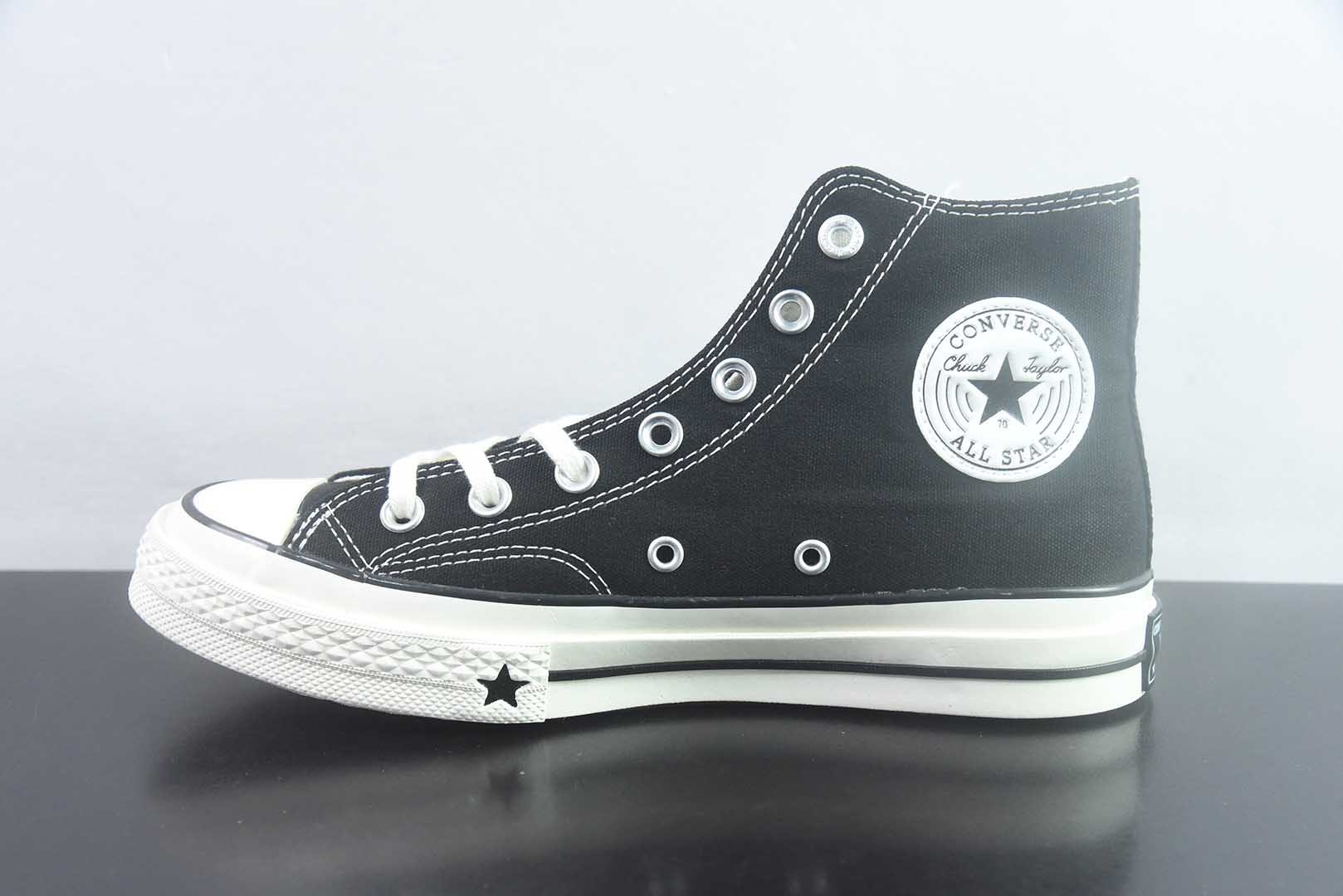 匡威 Converse 2026 全新发布! CHUCK 70X 星星标帆布鞋 高帮 黑色 纯原版本 货号:A24225C 实拍细节图