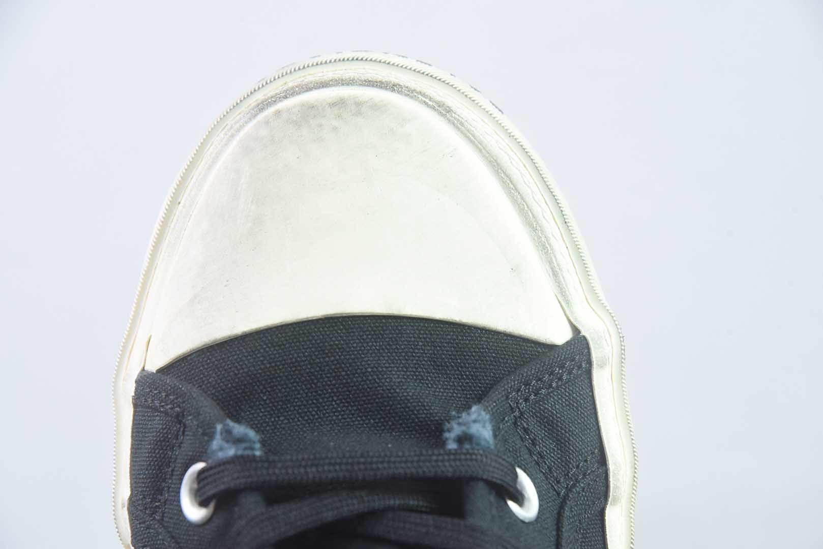 巴黎世家 Balenciaga OK版 新品PARIS磨损做旧效果休闲踩跟帆布鞋 黑色 纯原版本 货号：688754W3RR51099 实拍细节图