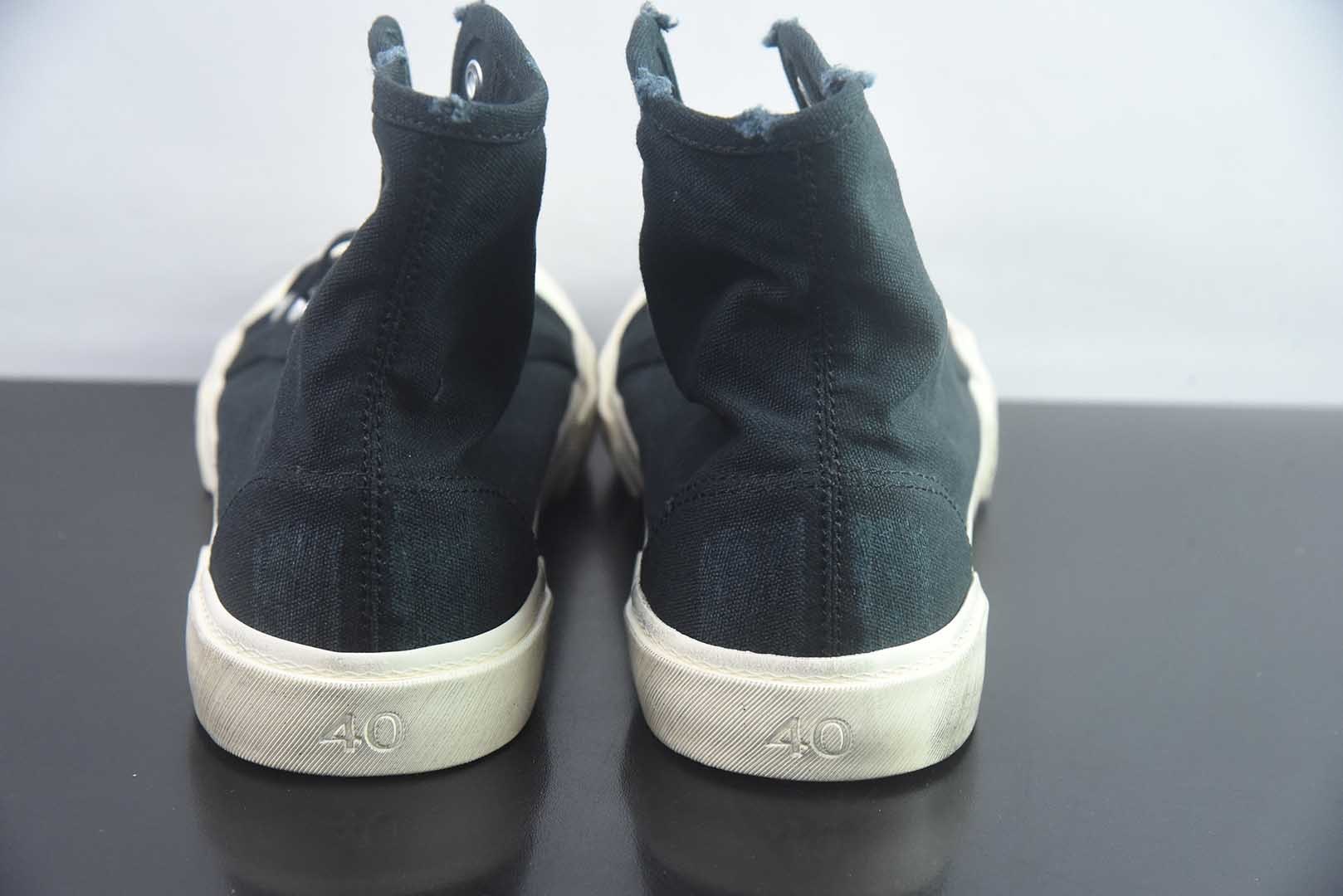 巴黎世家 Balenciaga OK版 新品PARIS磨损做旧效果休闲踩跟帆布鞋 黑色 纯原版本 货号：688754W3RR51099 实拍细节图
