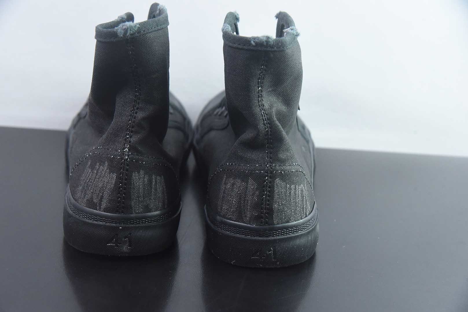 巴黎世家 Balenciaga OK版 新品PARIS磨损做旧效果休闲踩跟帆布鞋 黑色 纯原版本 货号：688754W3RR51099 实拍细节图