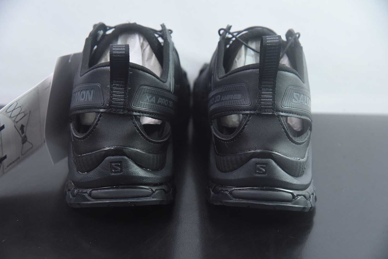 萨洛蒙 SALOMON XA PRO 3D AMPHIB 舒适柔软半 黑色拖鞋 外穿 水陆两栖涉水户外透气 机能潮流镂空 防滑防臭抓地支撑减震轻便 溯溪鞋 纯原版本 货号：477400 实拍细节图