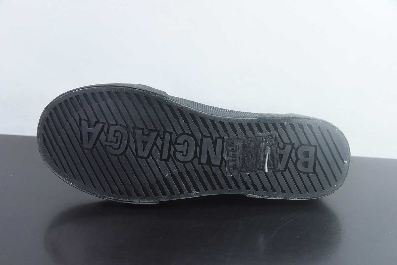 巴黎世家 Balenciaga OK版 新品PARIS磨损做旧效果休闲踩跟帆布鞋 黑色 纯原版本 货号：688754W3RR51099 实拍细节图
