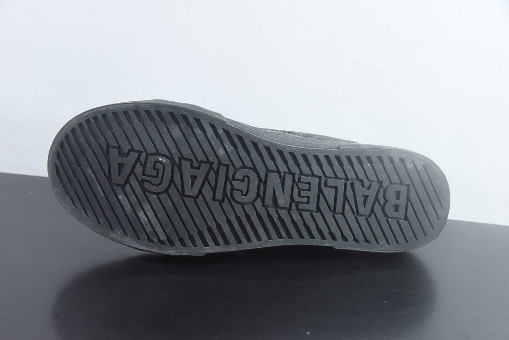 巴黎世家 Balenciaga OK版 新品PARIS磨损做旧效果休闲踩跟帆布鞋 黑色 纯原版本 货号:688754W3RR51099 实拍细节图