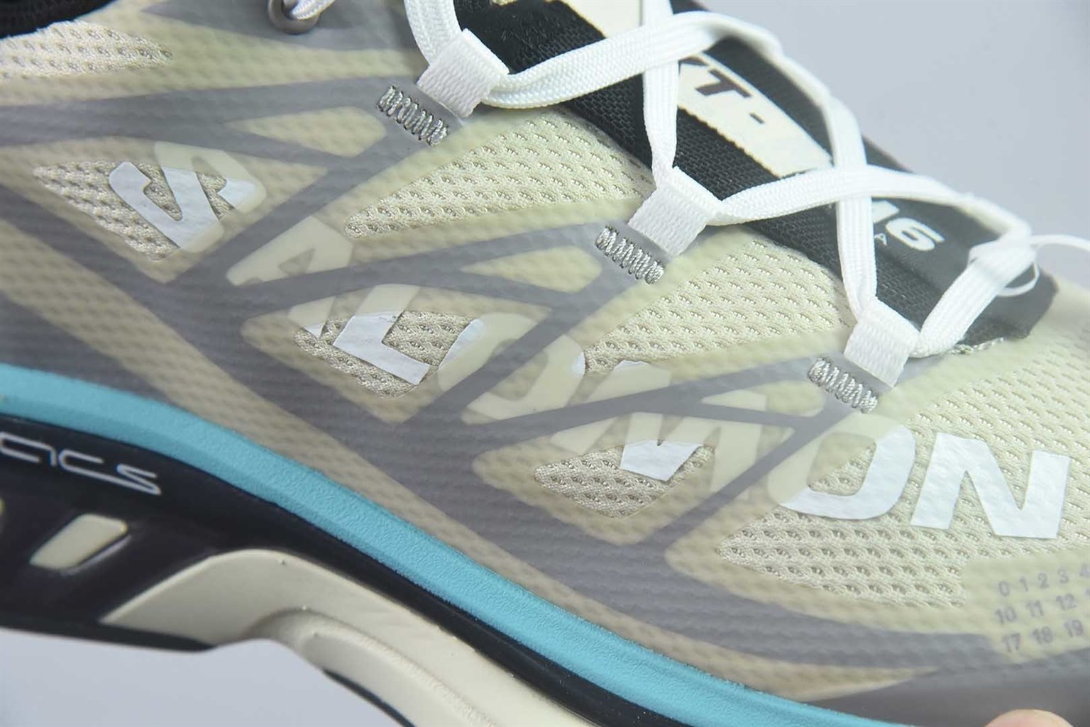 萨洛蒙 SALOMON × MM6 Maison Margiela XT-MM-6 越野 蓝跑鞋 米 /45 纯原版本 货号:491999 实拍细节图