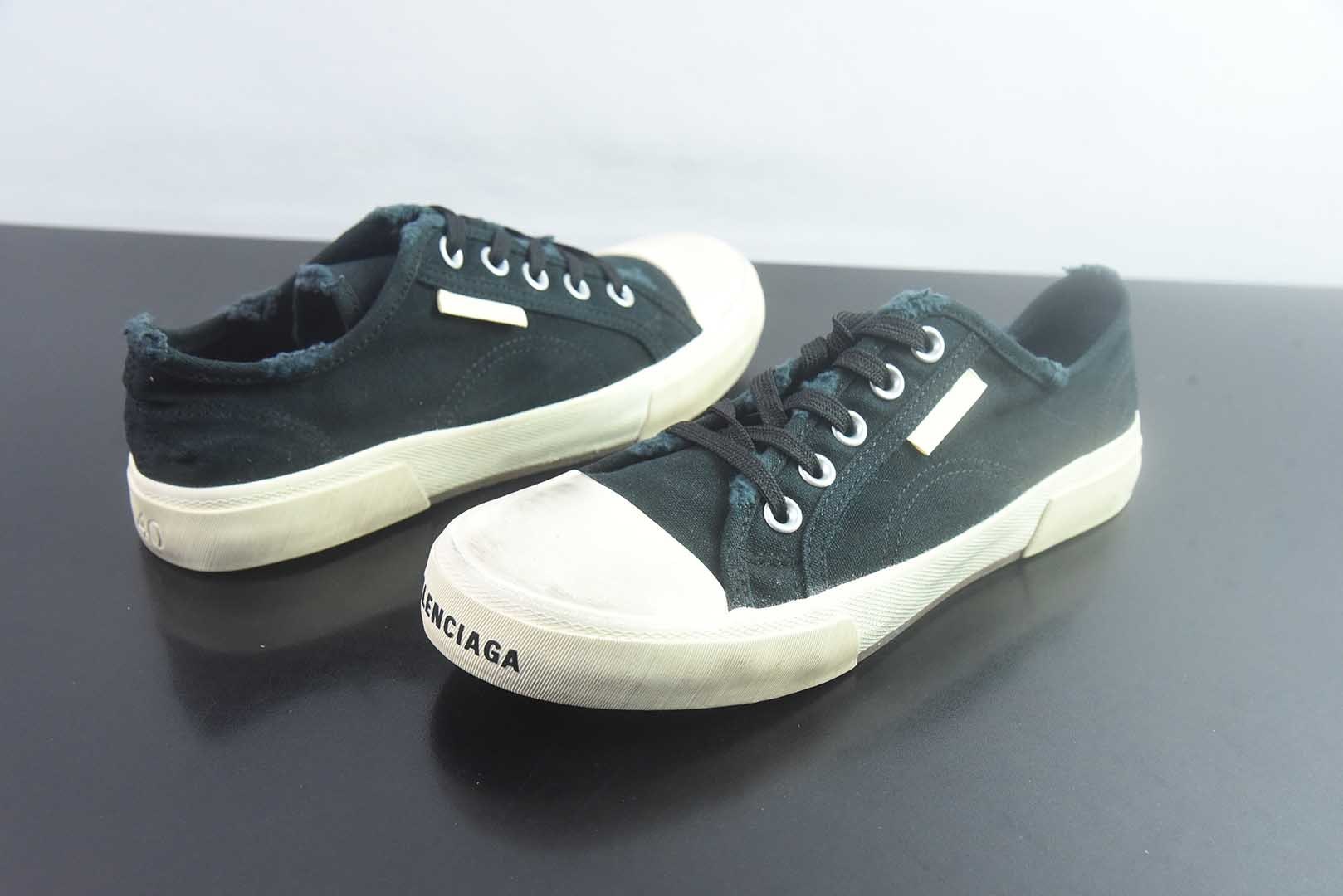 巴黎世家 Balenciaga OK版 新品PARIS磨损做旧效果休闲踩跟帆布鞋 蓝色 纯原版本 货号:688754W3RR51099 实拍细节图