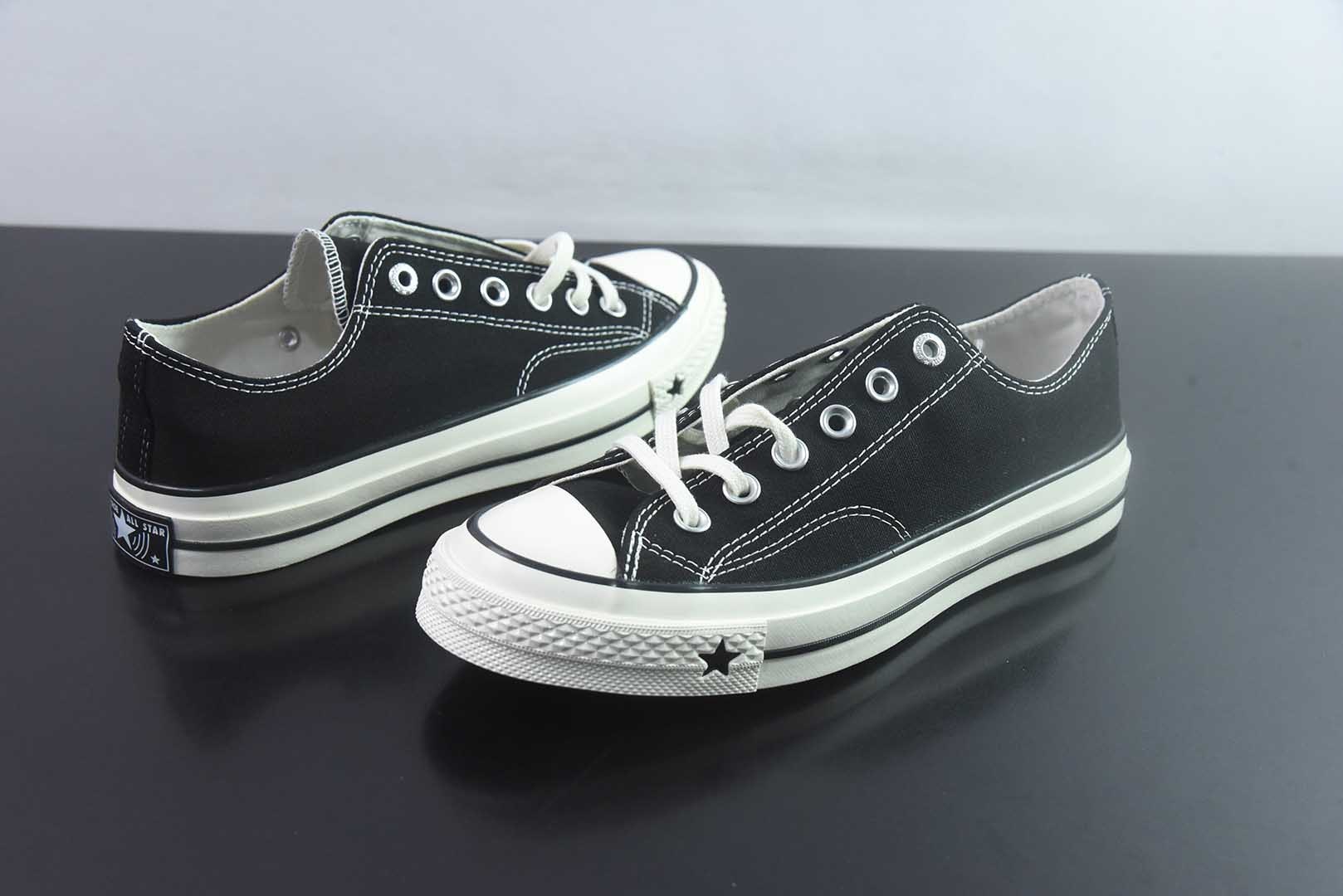匡威 Converse 2026 全新发布! CHUCK 70X 星星标帆布鞋 低帮 黑色 纯原版本 货号:A24228C 实拍细节图