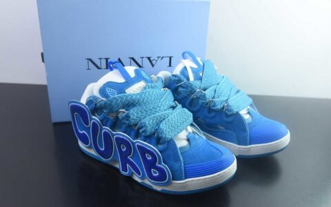 浪凡 Lanvin Leather Curb Sneakers 面包鞋 蓝白 纯原版本 货号：QTRN50567769