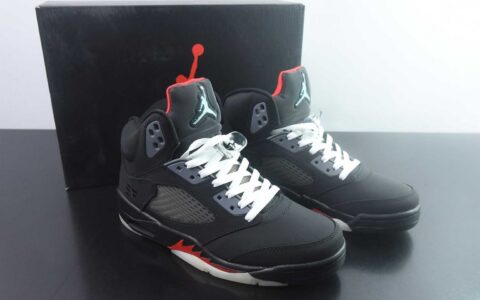 乔丹 Air Jordan 5 Retro x SoleFly 联名 黑绿高帮篮球鞋 纯原版本 货号：IU0734-001 主图