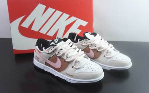 耐克 Nike SB Dunk Low 绑带 白棕粉低帮休闲板鞋 纯原版本 货号：CW1590-100 主图