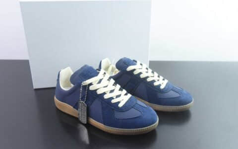 梅森马吉拉 Maison Margiela MM6 22 Classic Replica Leather Low Sneaker 系列低帮经典绅士德训平底百搭 蓝色板鞋 纯原版本 货号：SJP25805435 主图