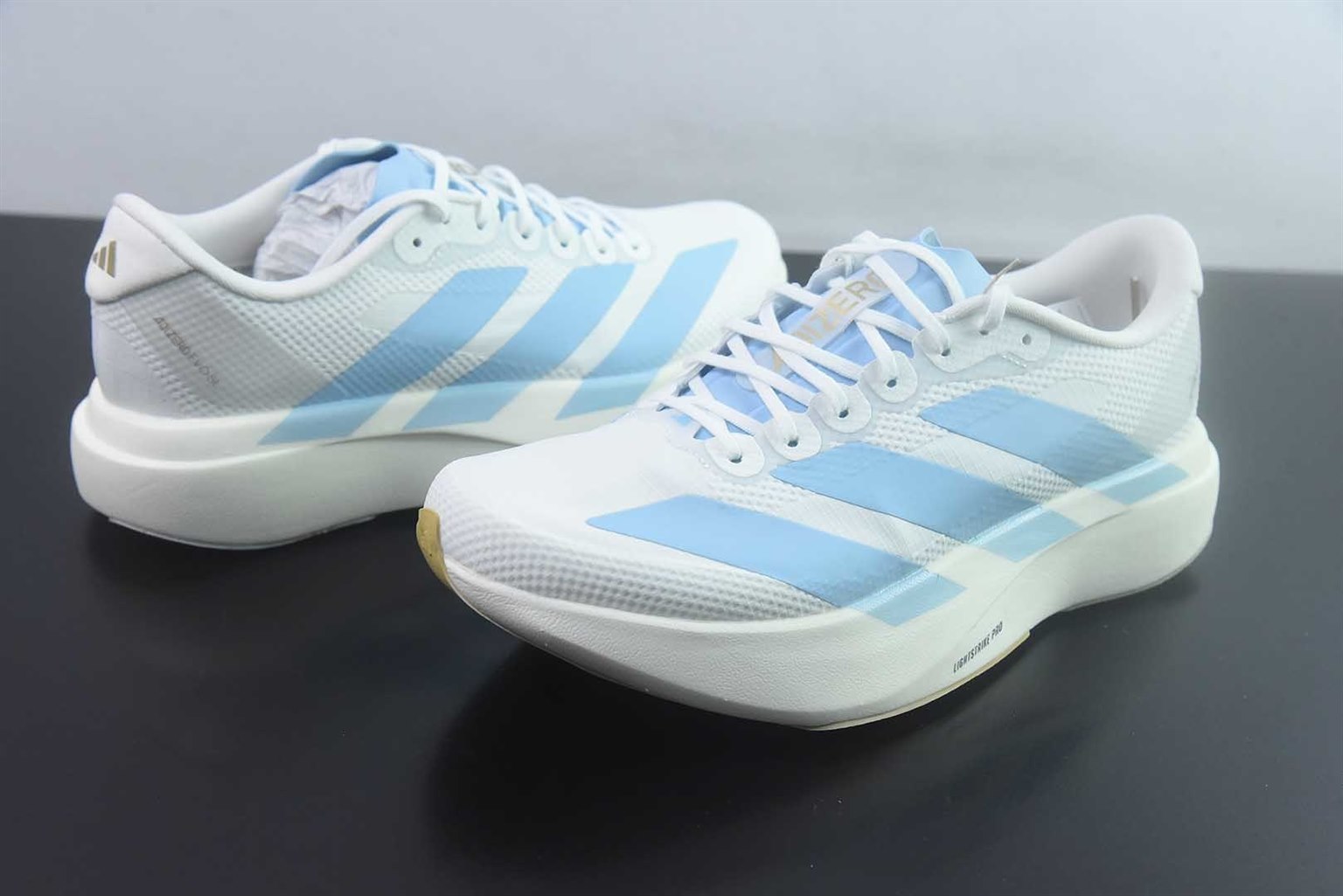 阿迪达斯 Adidas Adizero Evo SL 阿迪超轻透气缓震 白蓝跑鞋 纯原版本 货号:JQ4527 实拍细节图